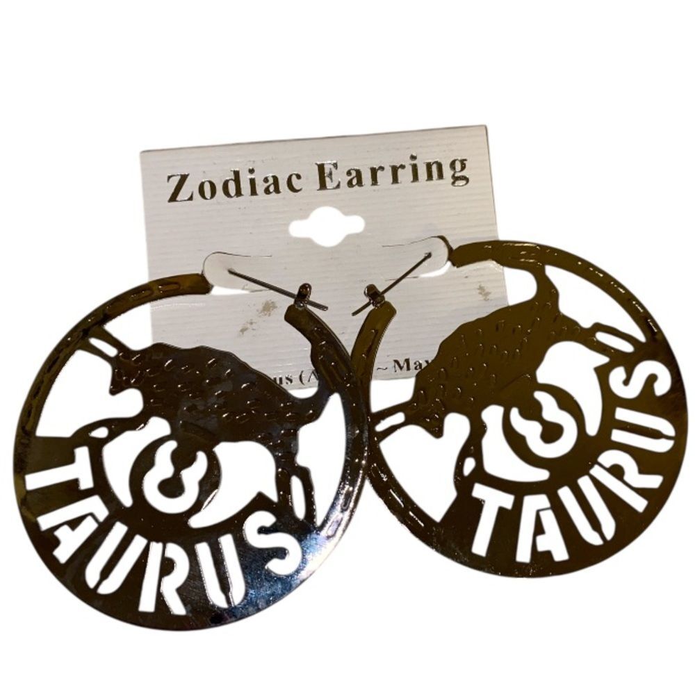 * Taurus zodiac hoop earrings which feature cutout design of the Taurus symbol